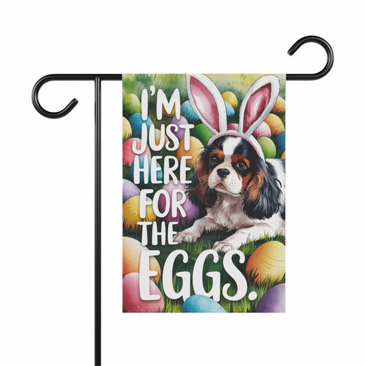 Tricolor Cavalier King Charles Easter Bunny Garden Flag