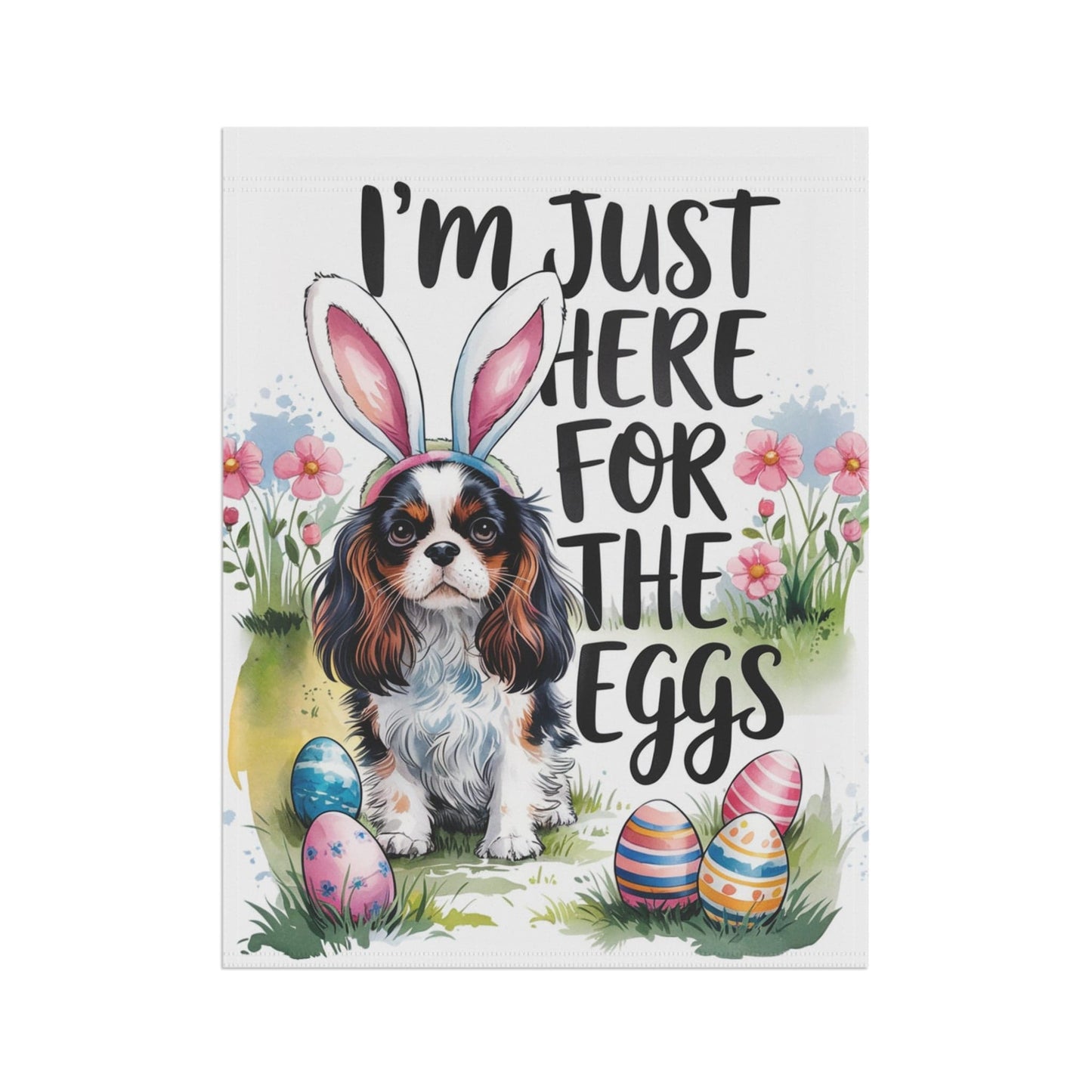 Printify Garden Flag Tricolor King Charles Cavalier Easter Garden Flag