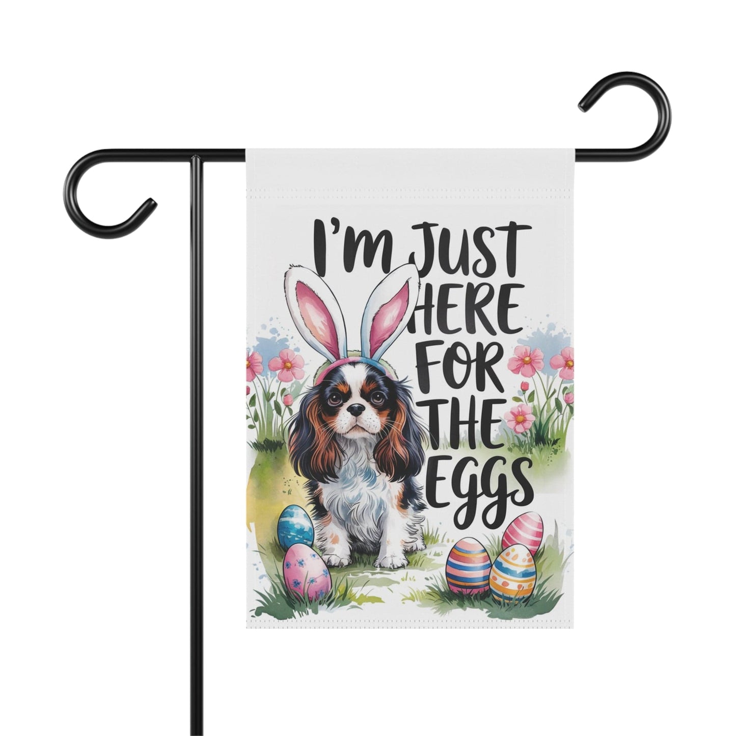 Printify Garden Flag Tricolor King Charles Cavalier Easter Garden Flag