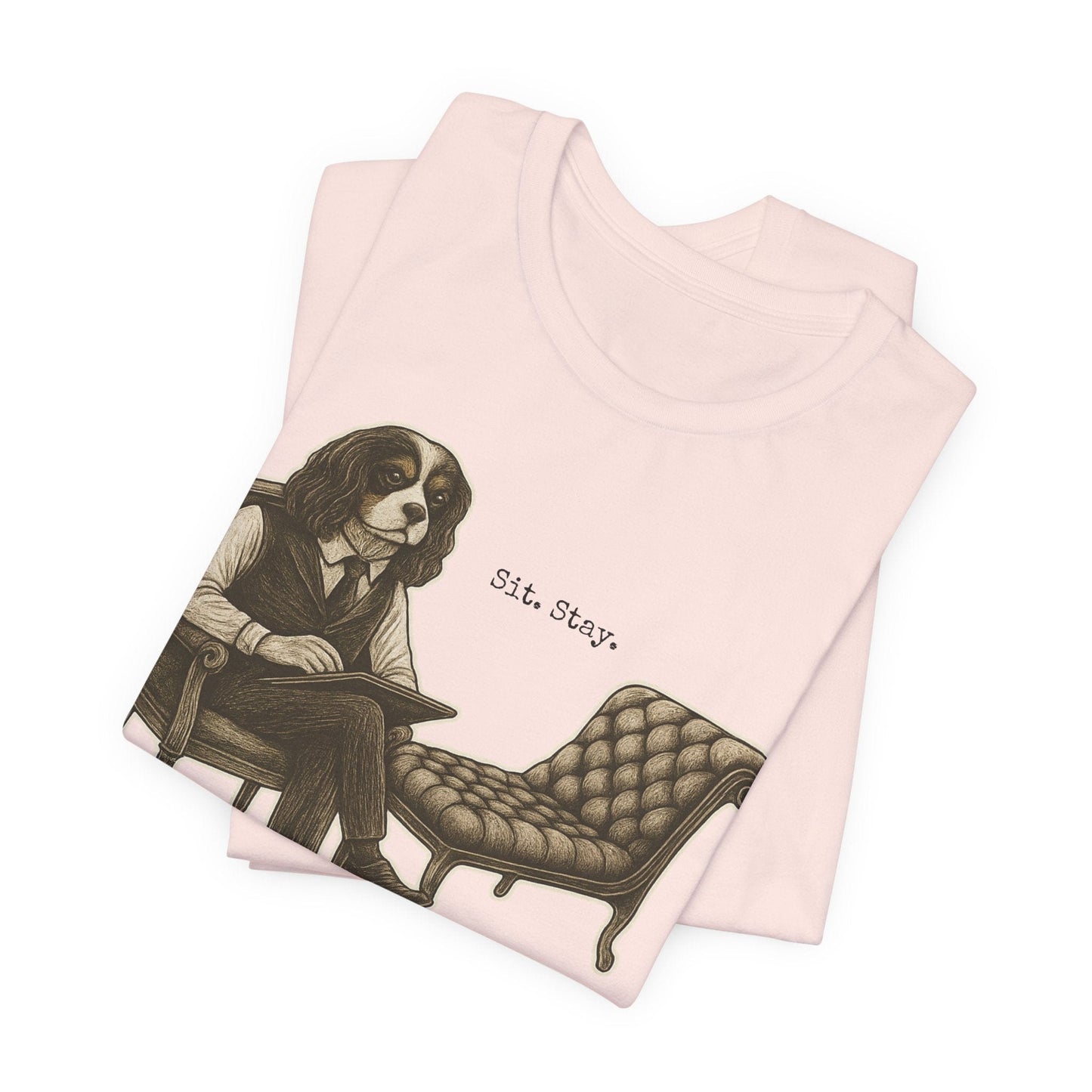 Printify T-Shirt Tricolor King Charles Sit Stay TShirt