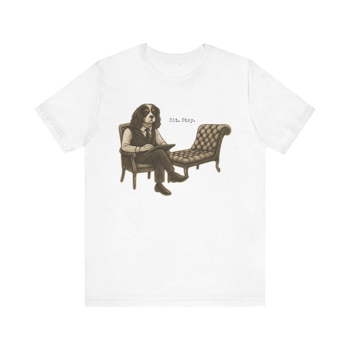 Printify T-Shirt Tricolor King Charles Sit Stay TShirt