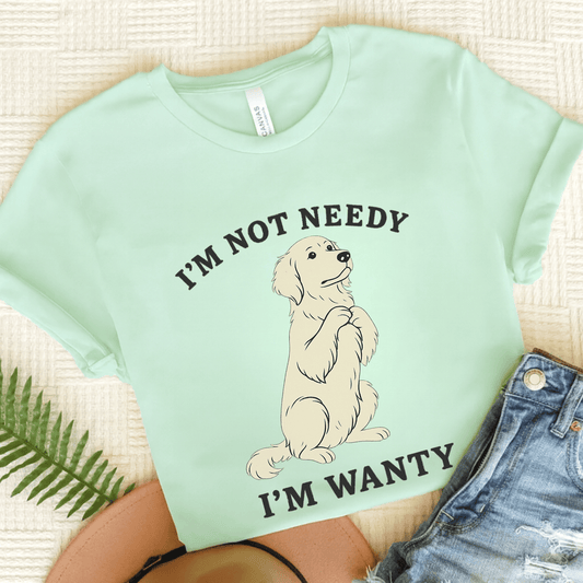 Wanty Golden Retriever Unisex Tshirt Heather Mint