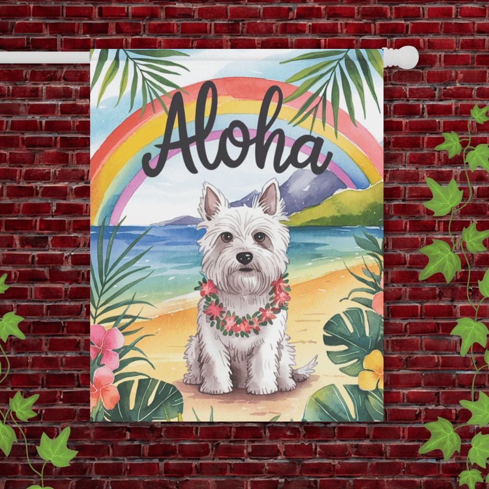 Printify Garden Flag 24.5'' × 32'' West Highland Westie Terrier Aloha Garden Flag