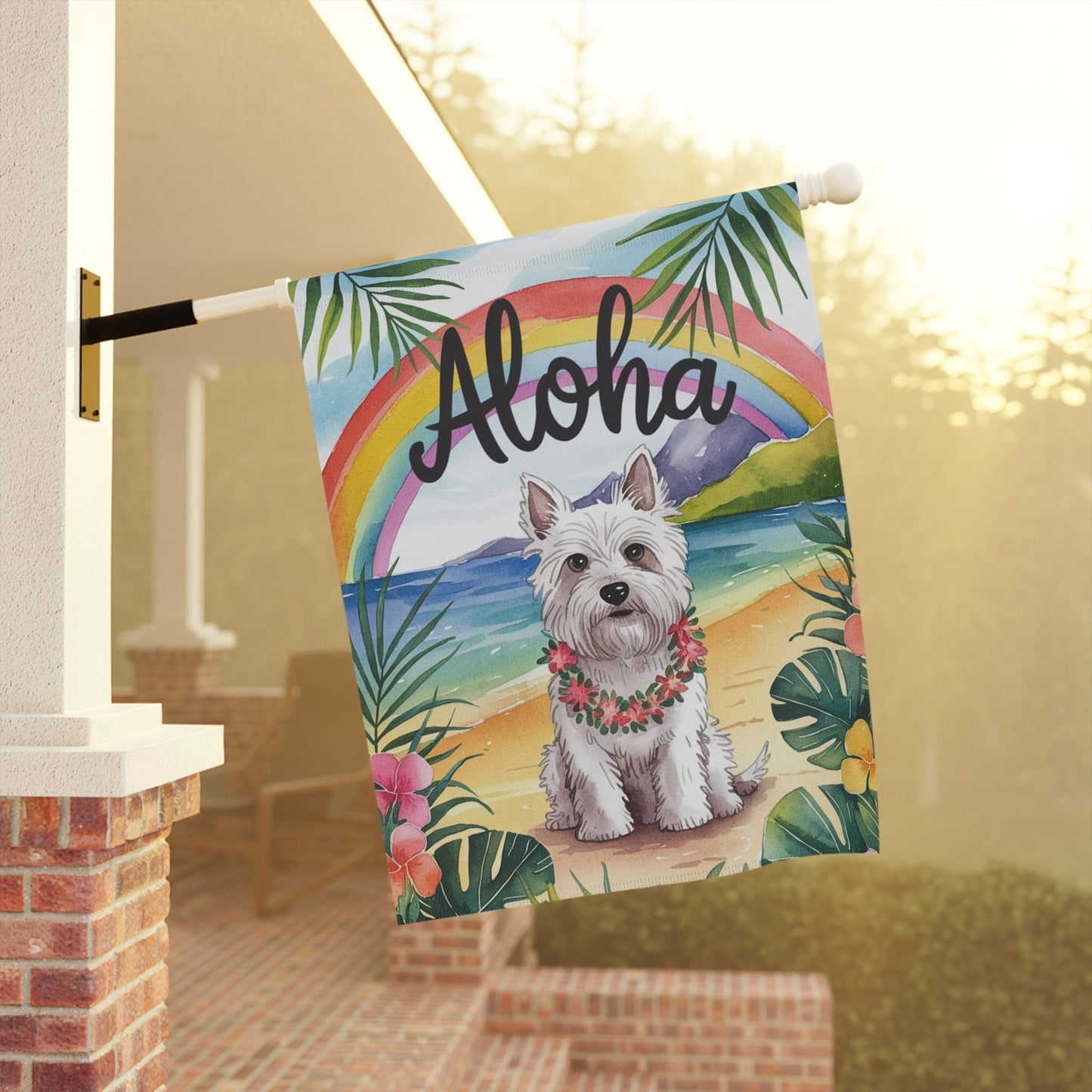 West Highland Westie Terrier Aloha Garden Flag