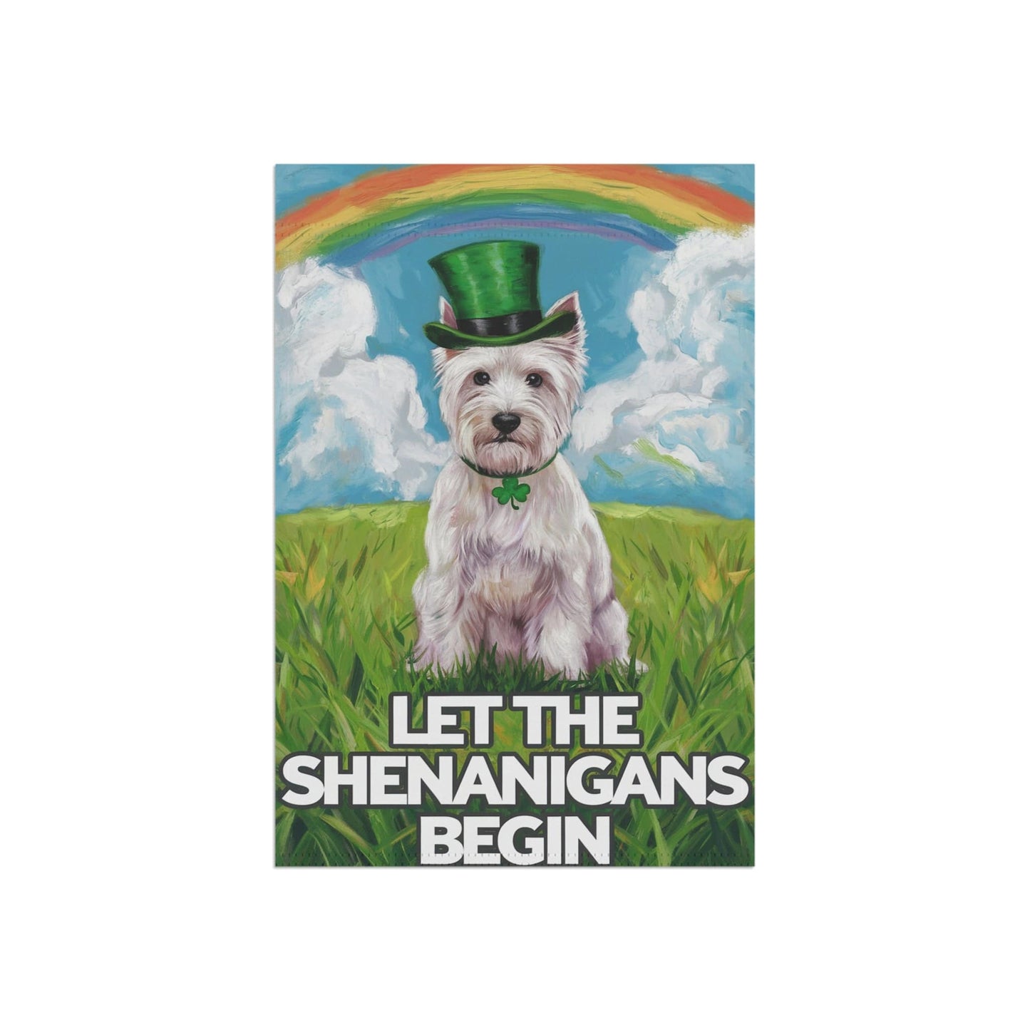 Printify Home Decor Westie St. Patrick's Day Lawn Flag, Rainbow Leprechaun Dog, Pet Garden Flag, Front Yard Lawn Decor