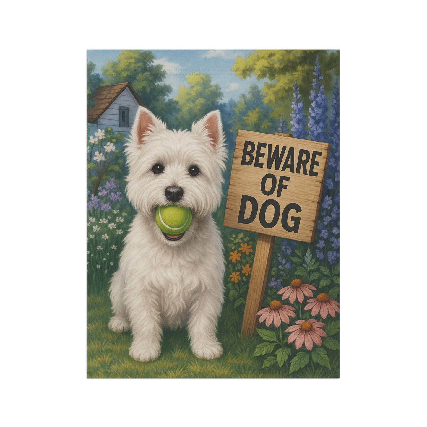 Printify Garden Flag Westie West Highland Terrier Funny Beware Garden Flag