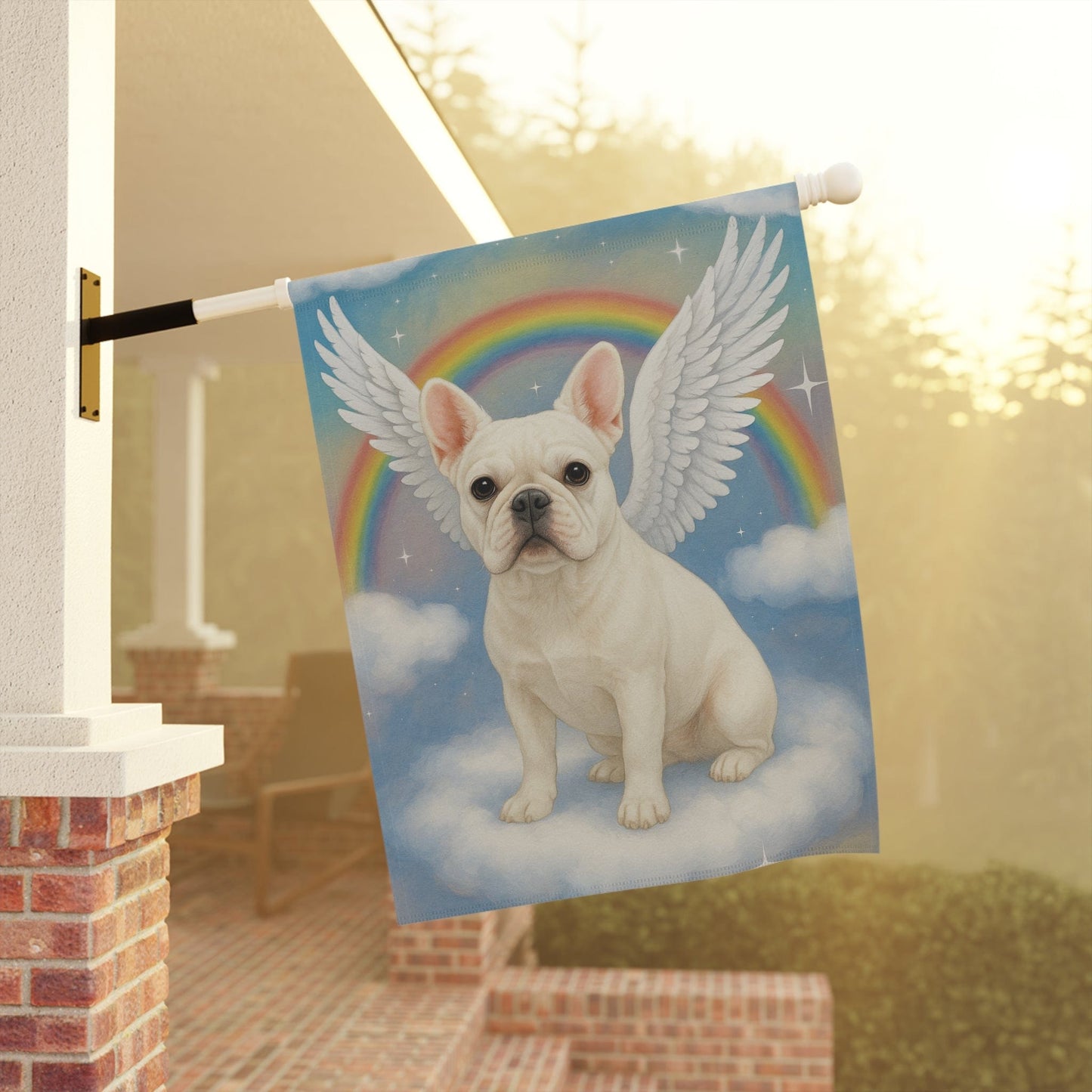 White French Bulldog Angel Garden Flag