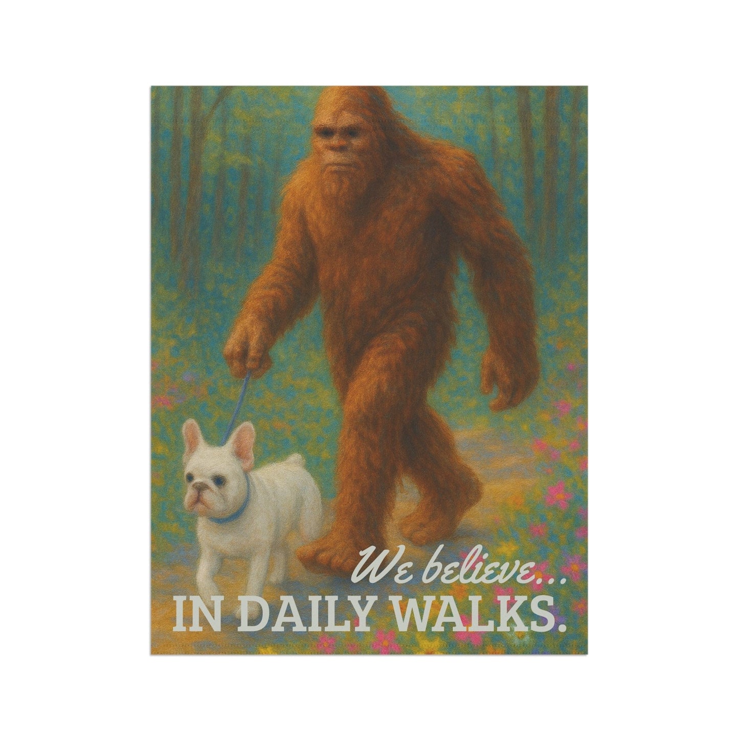 Printify Garden Flag White French Bulldog Bigfoot Garden Flag