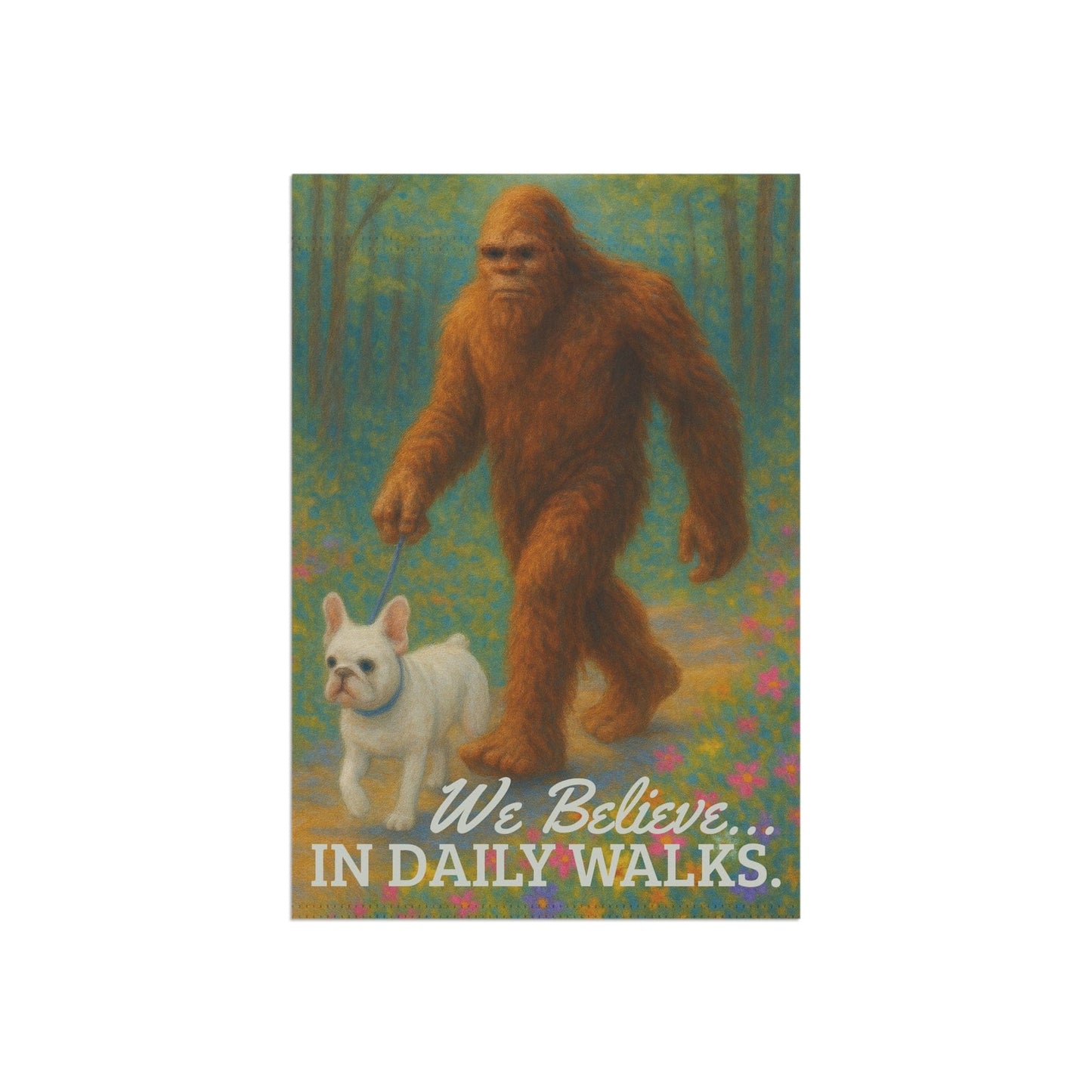 Printify Garden Flag White French Bulldog Bigfoot Garden Flag