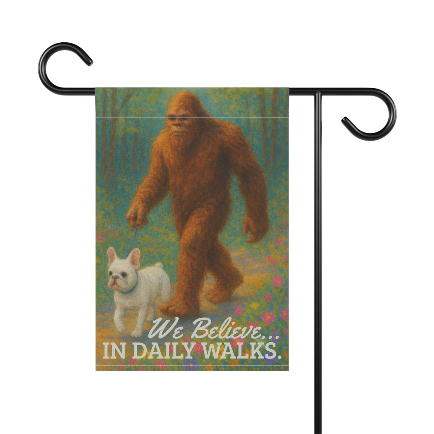 Printify Garden Flag White French Bulldog Bigfoot Garden Flag