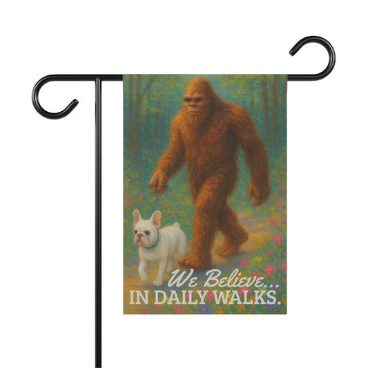 White French Bulldog Bigfoot Garden Flag
