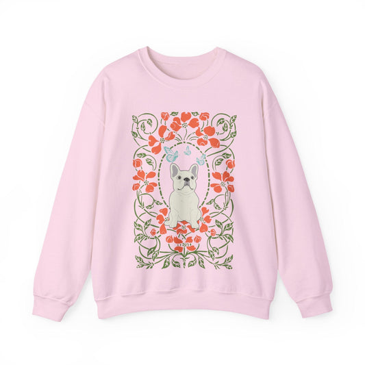White French Bulldog Butterfly Frame Sweatshirt