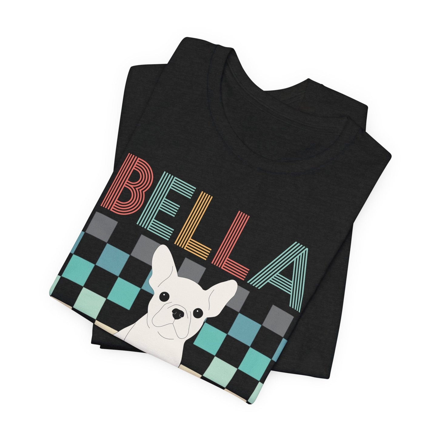Printify T-Shirt White French Bulldog Checkered Tee