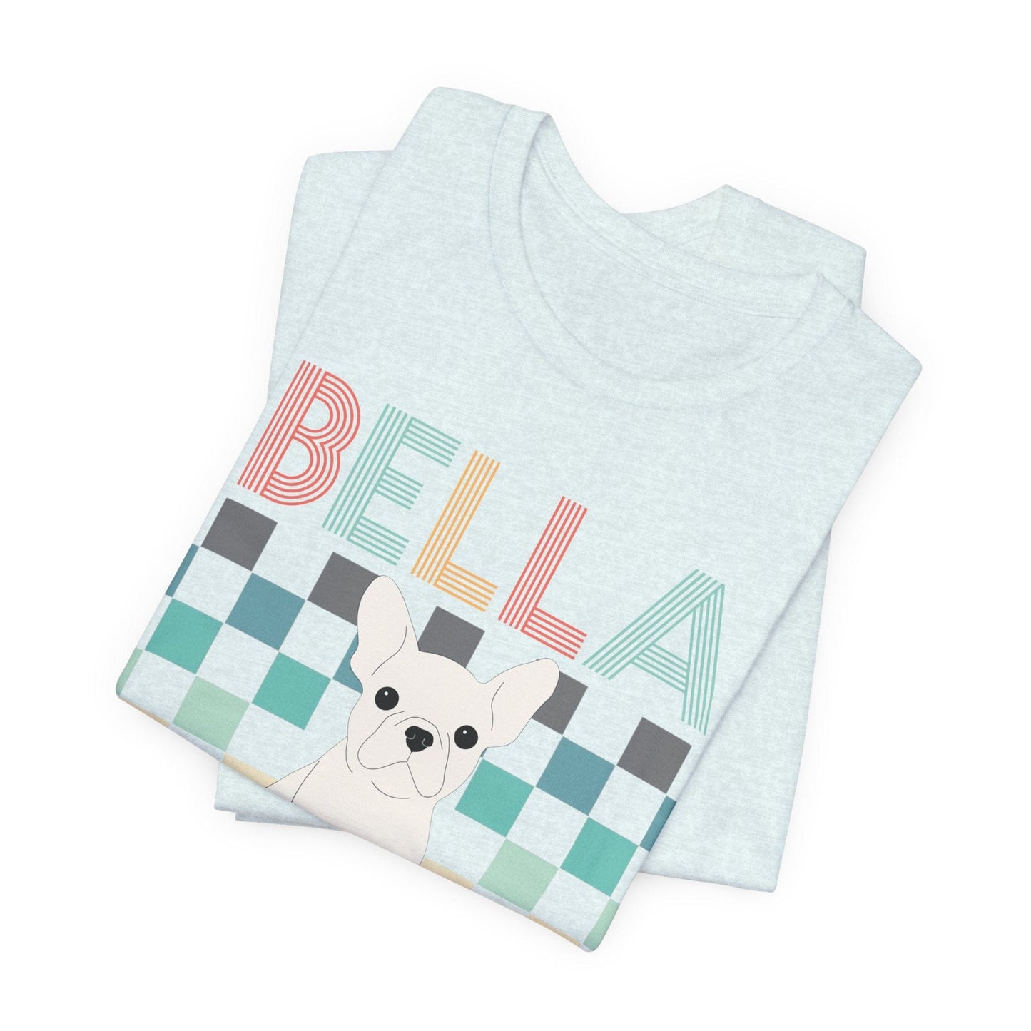 Printify T-Shirt White French Bulldog Checkered Tee