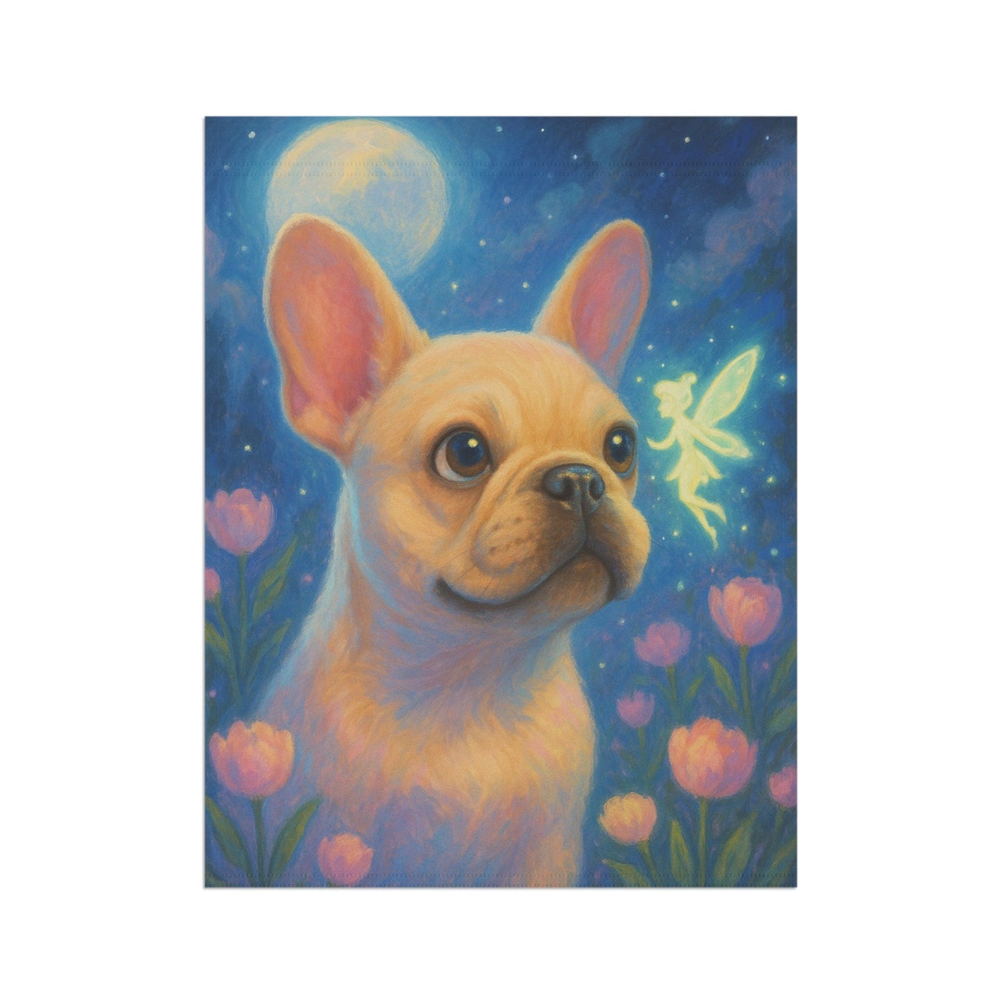 Printify Garden Flag White French Bulldog Fairy Garden Flag