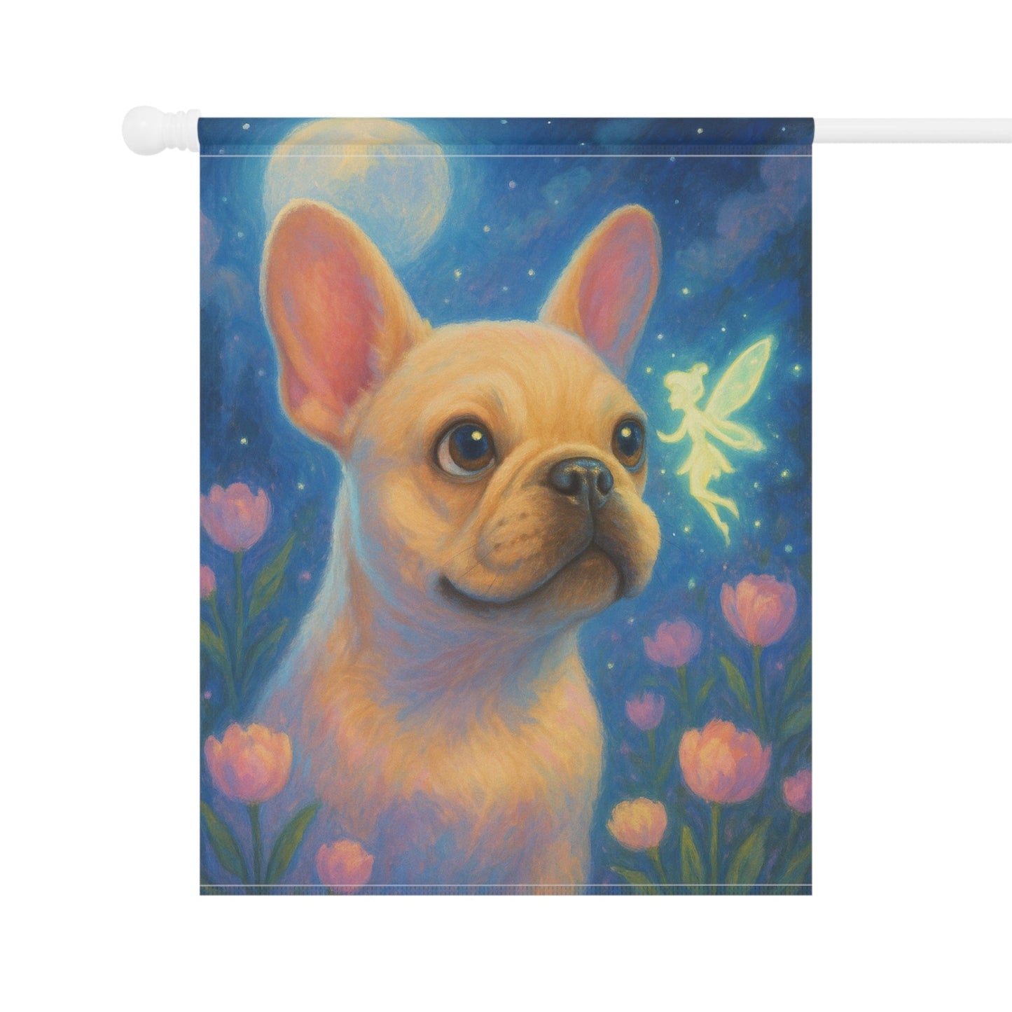 Printify Garden Flag White French Bulldog Fairy Garden Flag