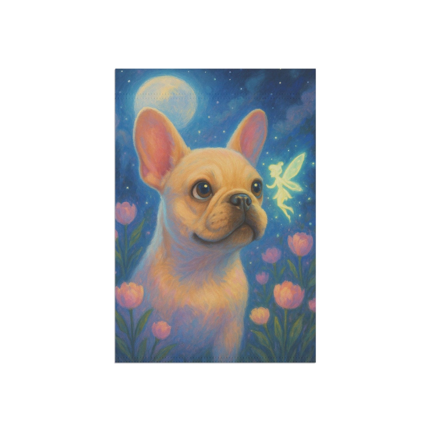 Printify Garden Flag White French Bulldog Fairy Garden Flag