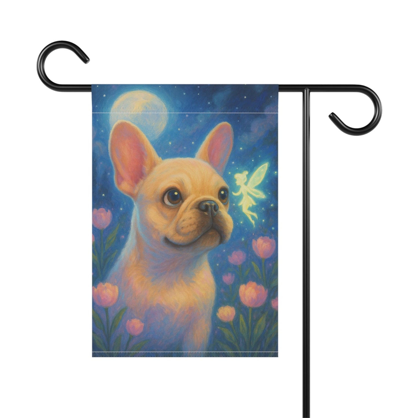 Printify Garden Flag White French Bulldog Fairy Garden Flag