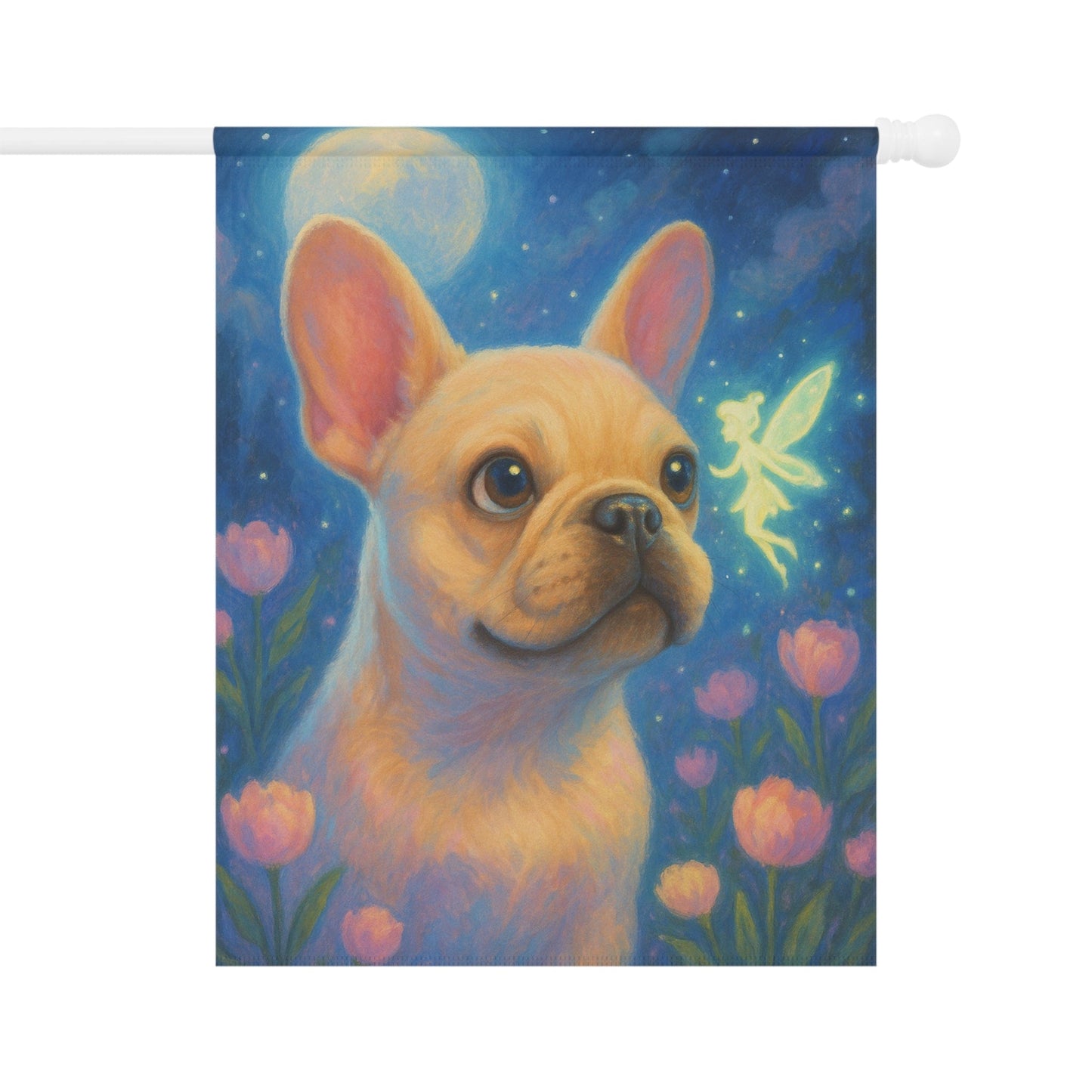 Printify Garden Flag White French Bulldog Fairy Garden Flag