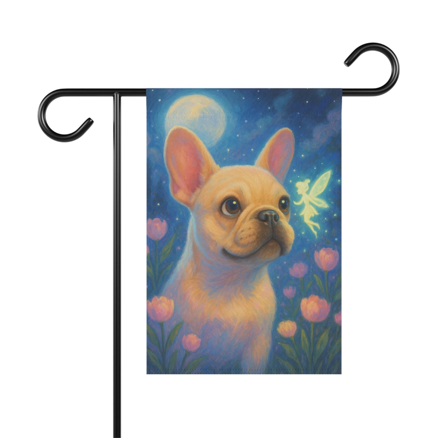 Printify Garden Flag White French Bulldog Fairy Garden Flag