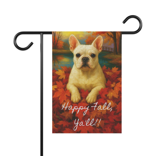 White French Bulldog Fall Ya'll Garden Flag