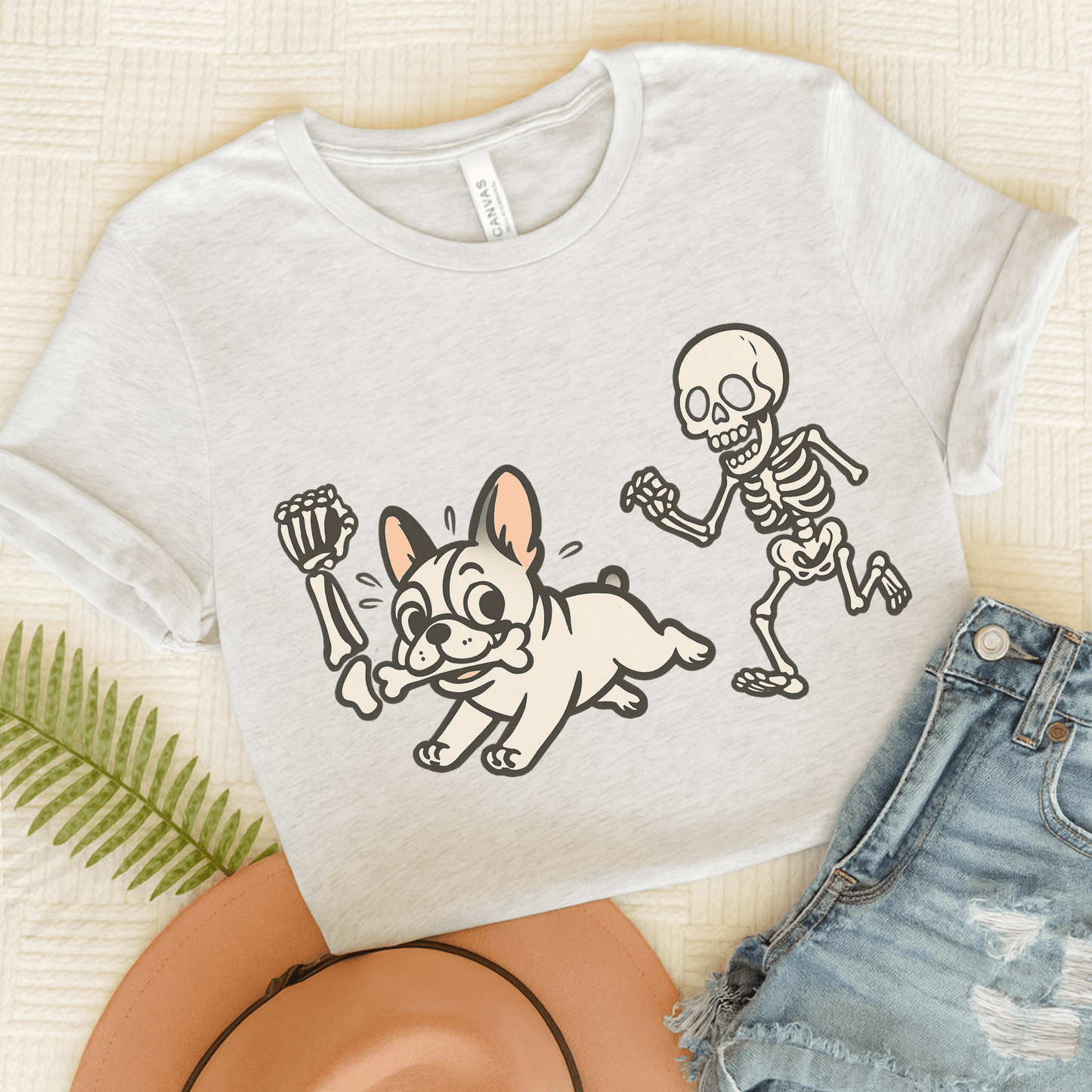 Printify T-Shirt Ash / S White French Bulldog Grave Robber TShirt