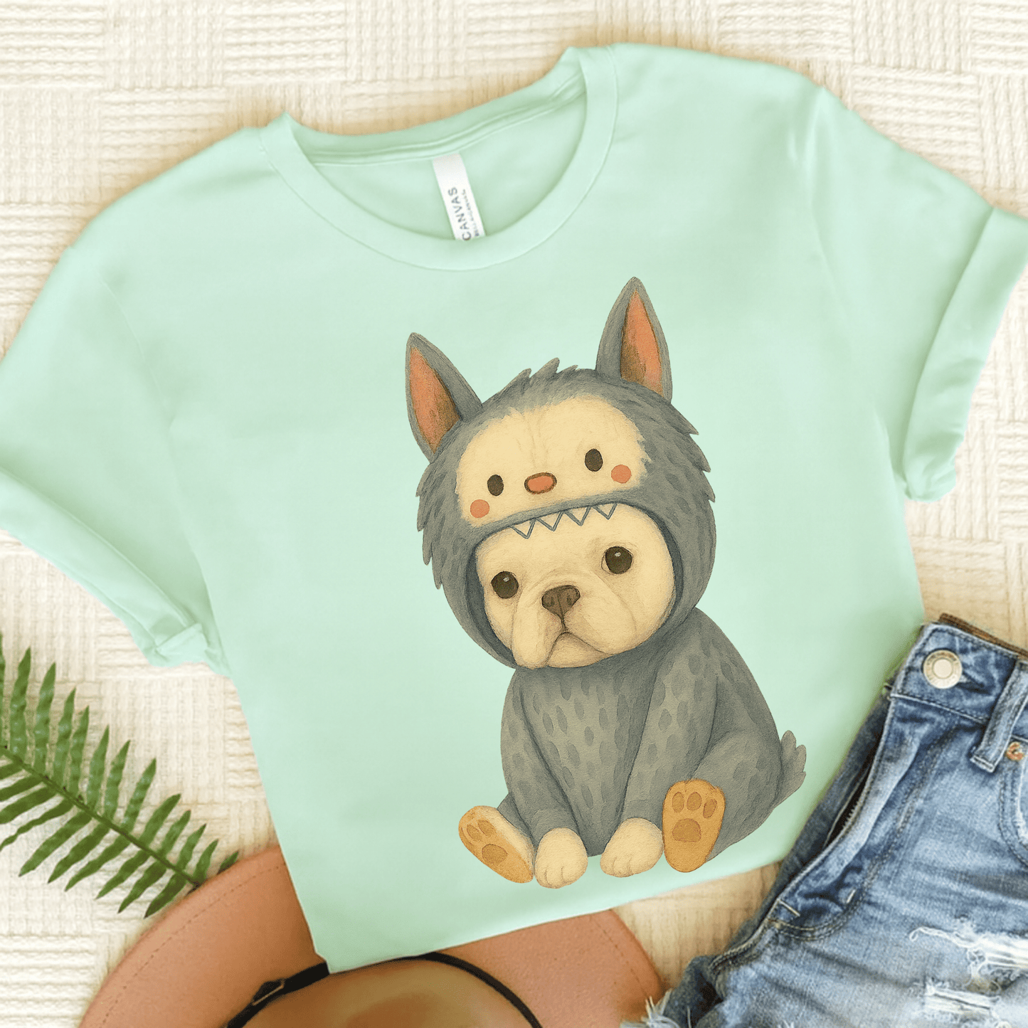 Printify T-Shirt Heather Mint / S White French Bulldog Little Monster TShirt