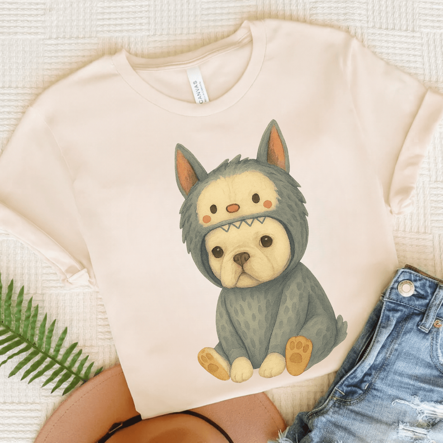 Printify T-Shirt Natural / S White French Bulldog Little Monster TShirt