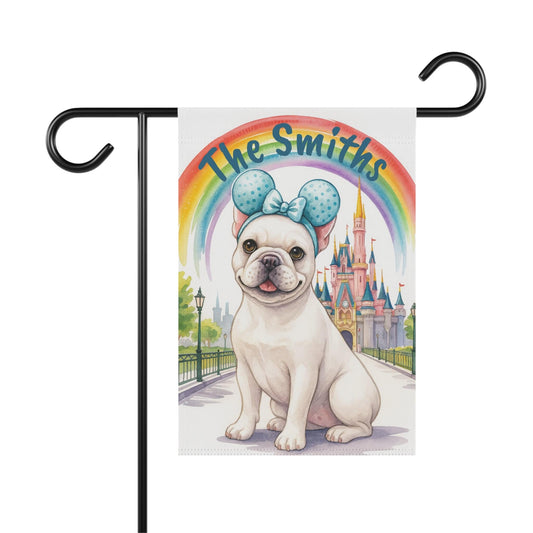 White French Bulldog Magical Kingdom Garden Flag