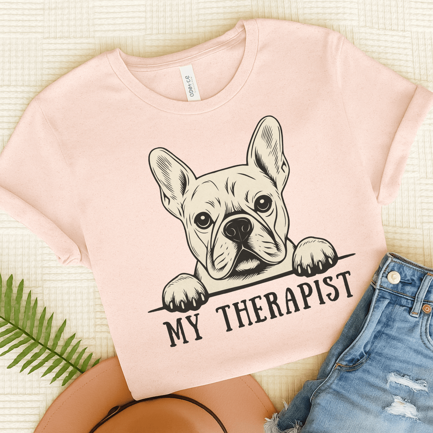 Printify T-Shirt Soft Pink / S White French Bulldog My Therapist TShirt