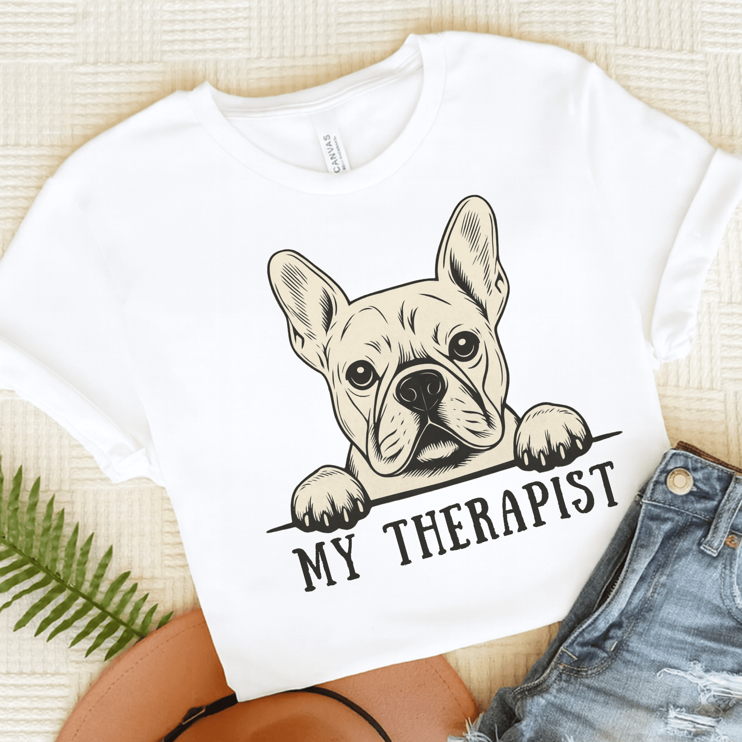 Printify T-Shirt White / S White French Bulldog My Therapist TShirt