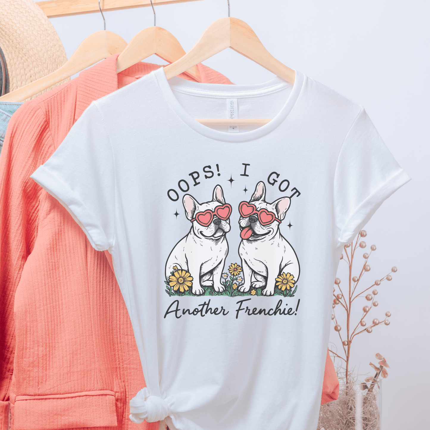 Printify T-Shirt White French Bulldog Oops TShirt