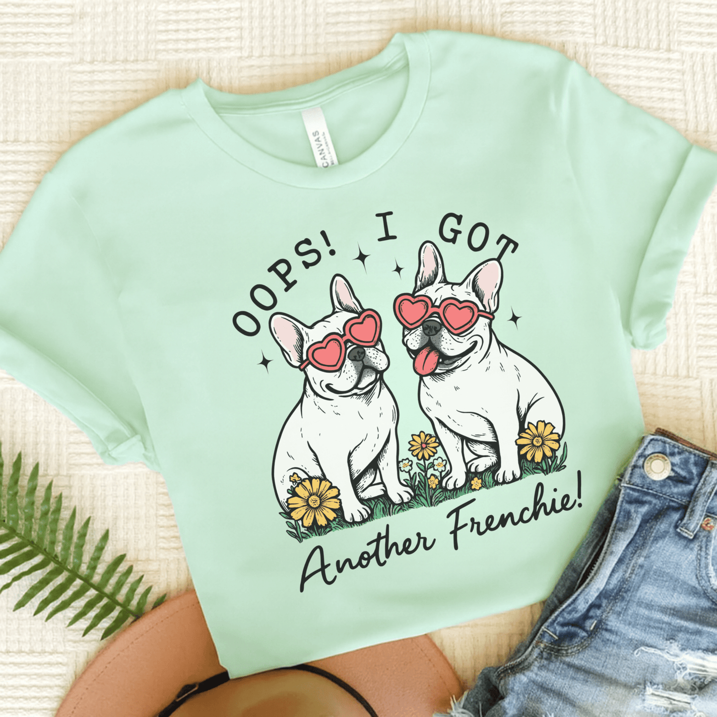 Printify T-Shirt Heather Mint / S White French Bulldog Oops TShirt