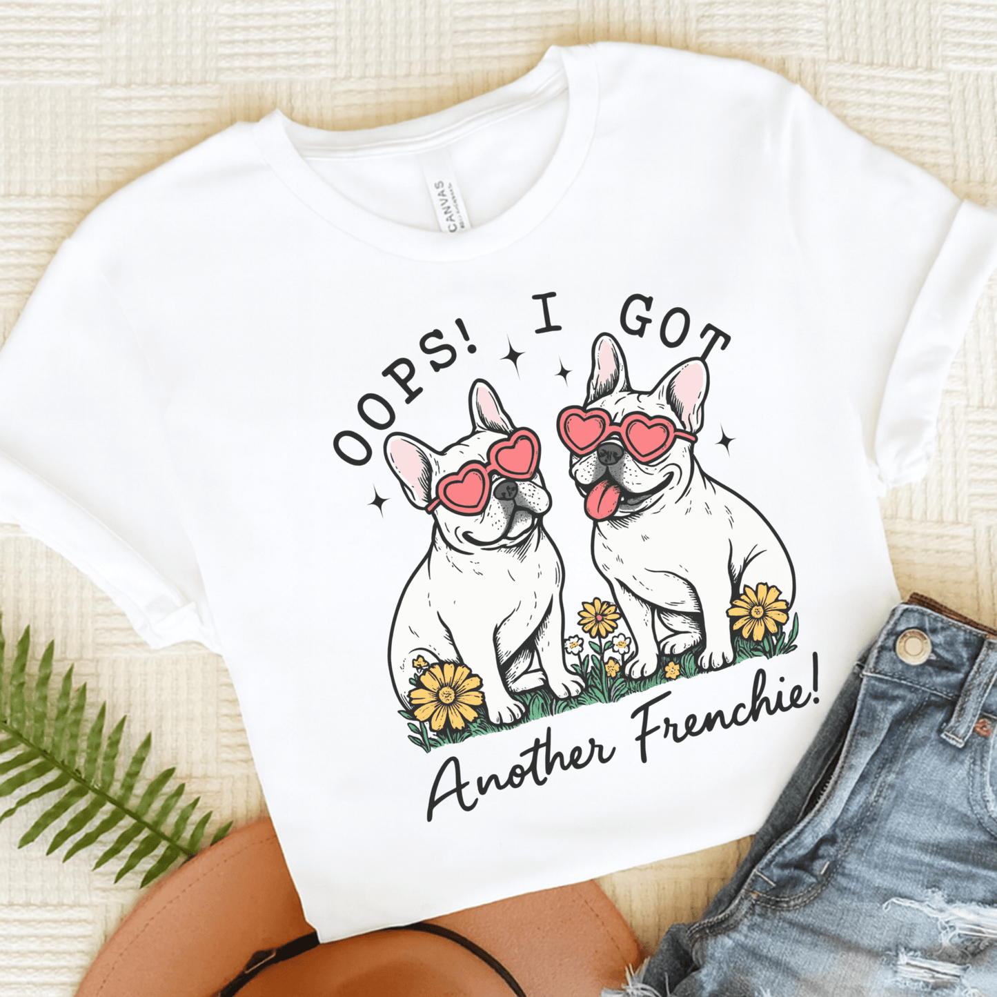 Printify T-Shirt White / S White French Bulldog Oops TShirt