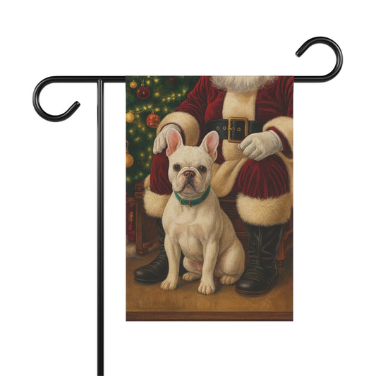 White French Bulldog Santa Clause Garden Flag