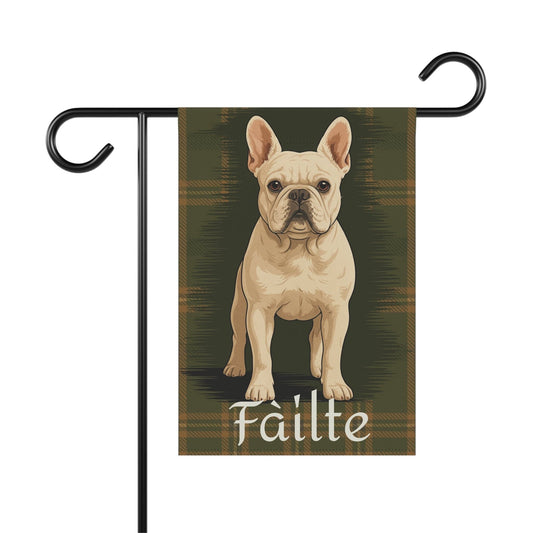 White French Bulldog Scottish Welcome Garden Flag