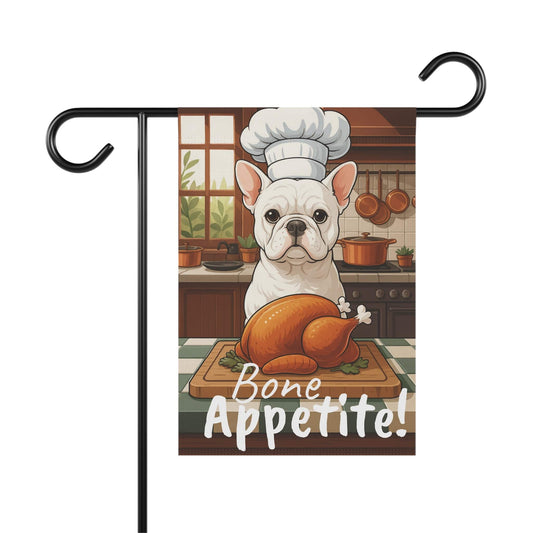 White French Bulldog Thanksgiving Garden Flag