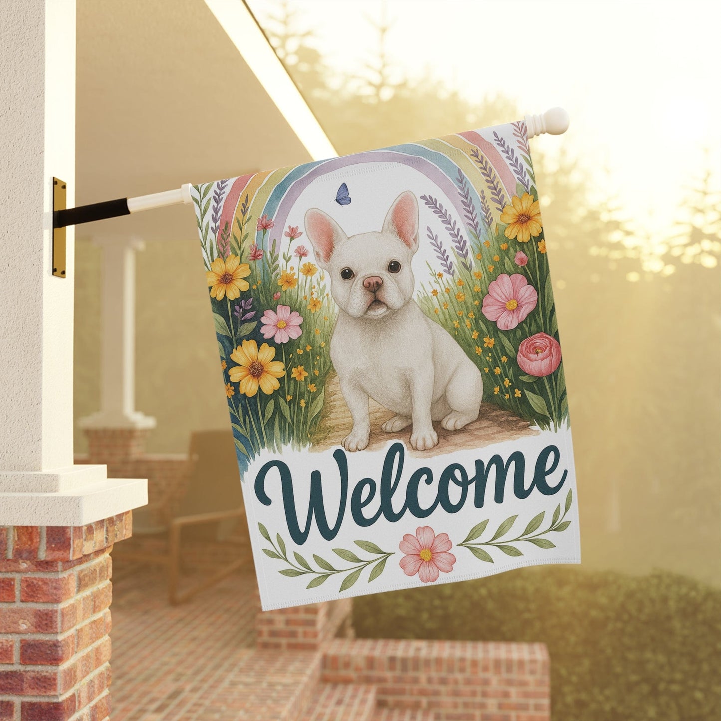 White French Bulldog Welcome Garden Flag