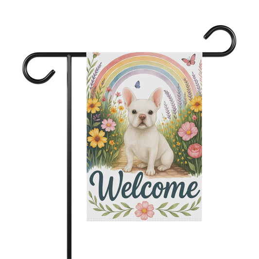 White French Bulldog Welcome Garden Flag
