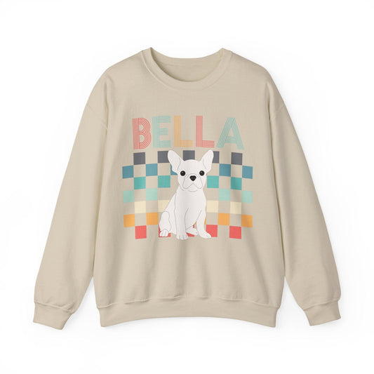 White Frenchie Checkered Sweatshirt