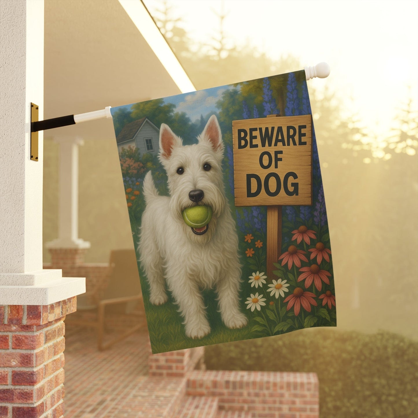 Printify Garden Flag White Scottie Scottish Terrier Garden Flag