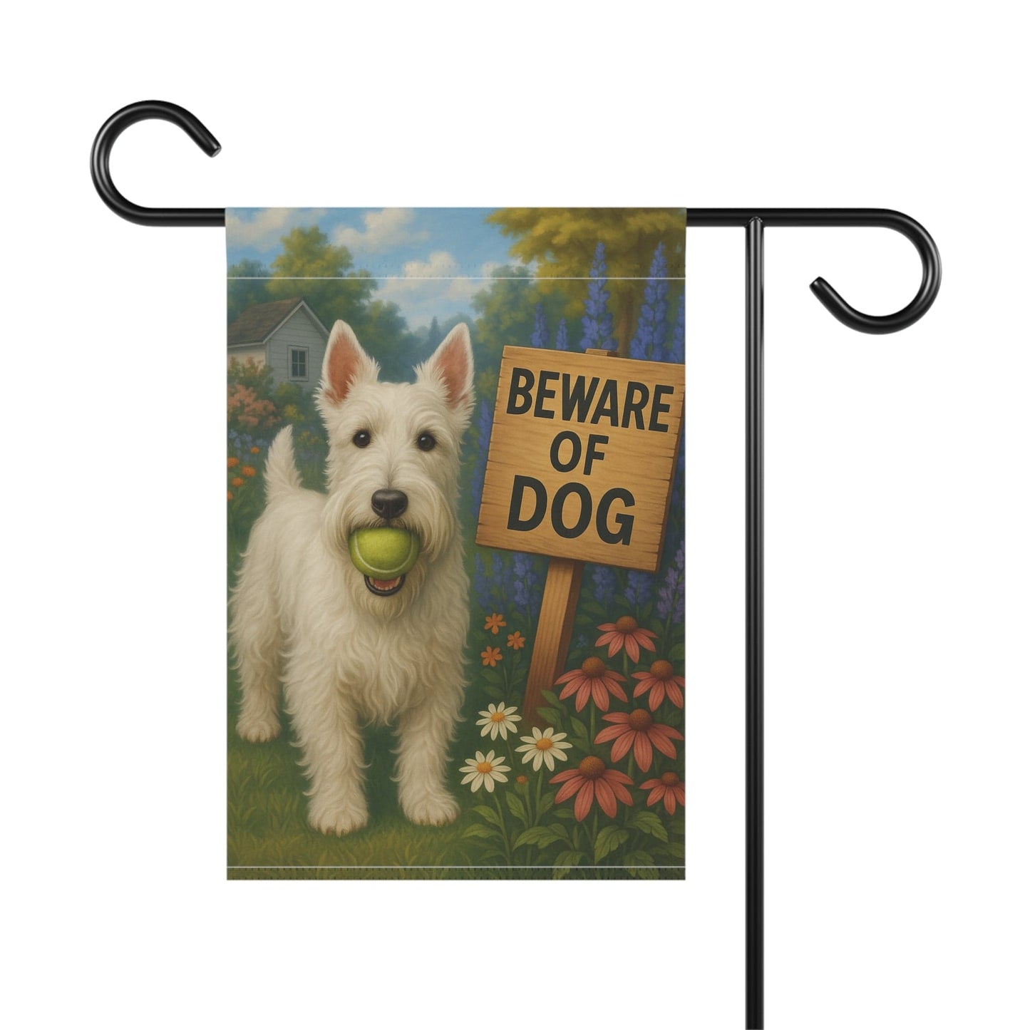 Printify Garden Flag White Scottie Scottish Terrier Garden Flag