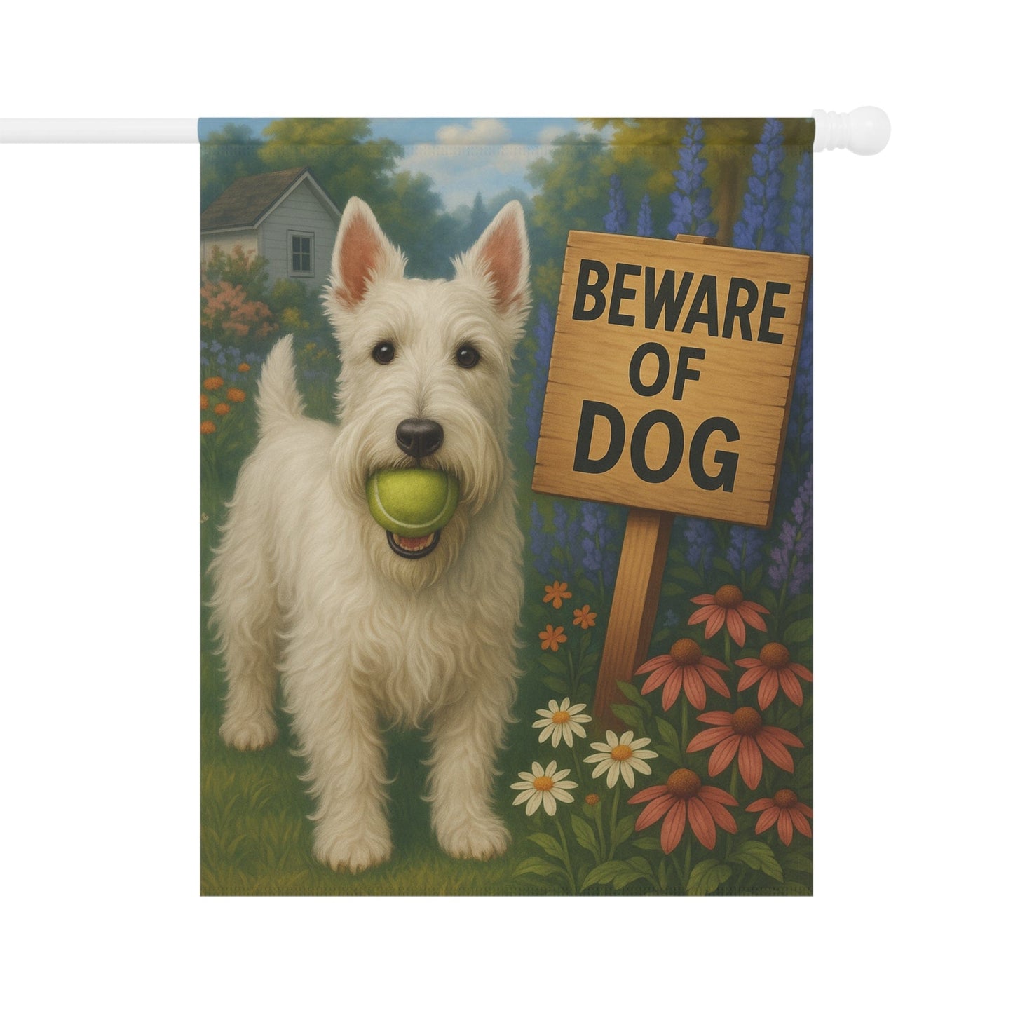 Printify Garden Flag White Scottie Scottish Terrier Garden Flag