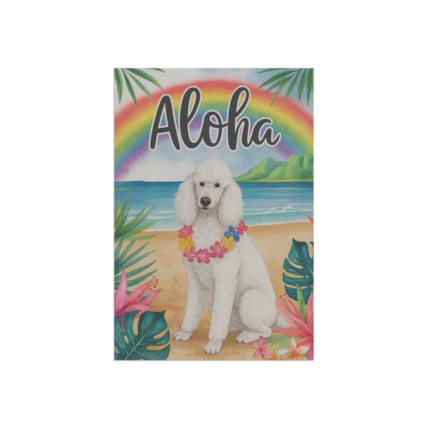 Printify Garden Flag White Standard Poodle Aloha Garden Flag