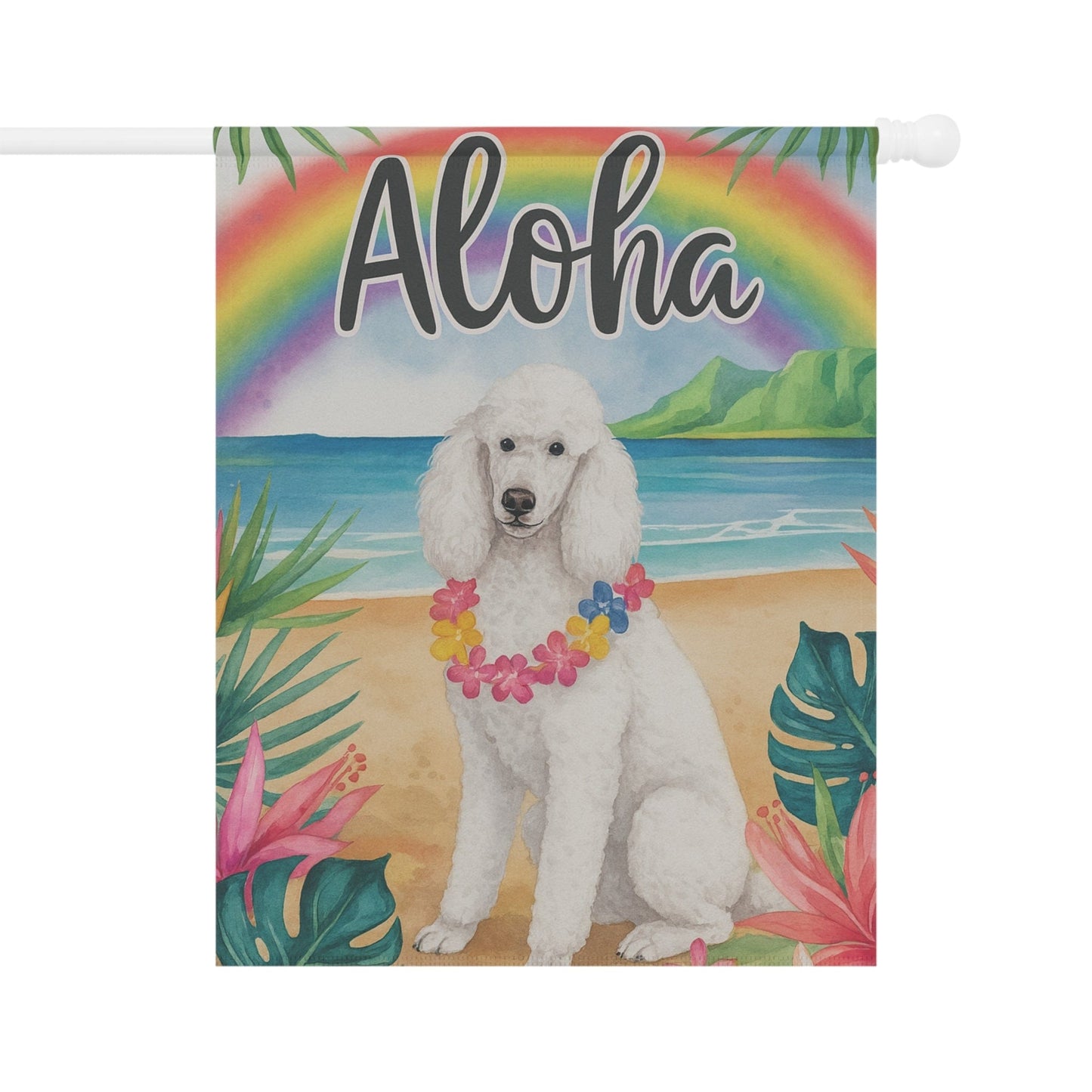 Printify Garden Flag White Standard Poodle Aloha Garden Flag