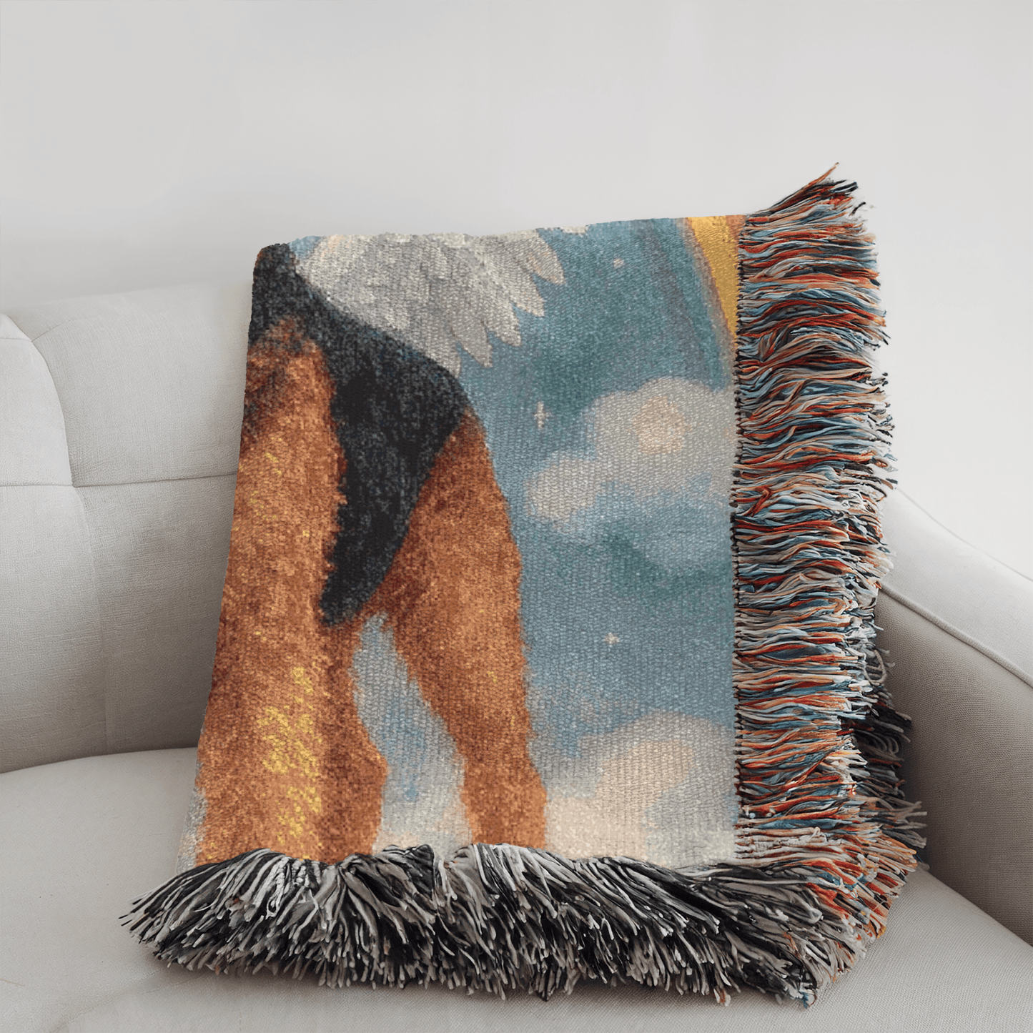 Printify Home Decor Woven Blanket, Airedale Terrier, Angel In Memory of Dog, Memorial Housewarming Gift, Throw Blanket, Pet Lover Gift, Dog Memorial, Sympathy