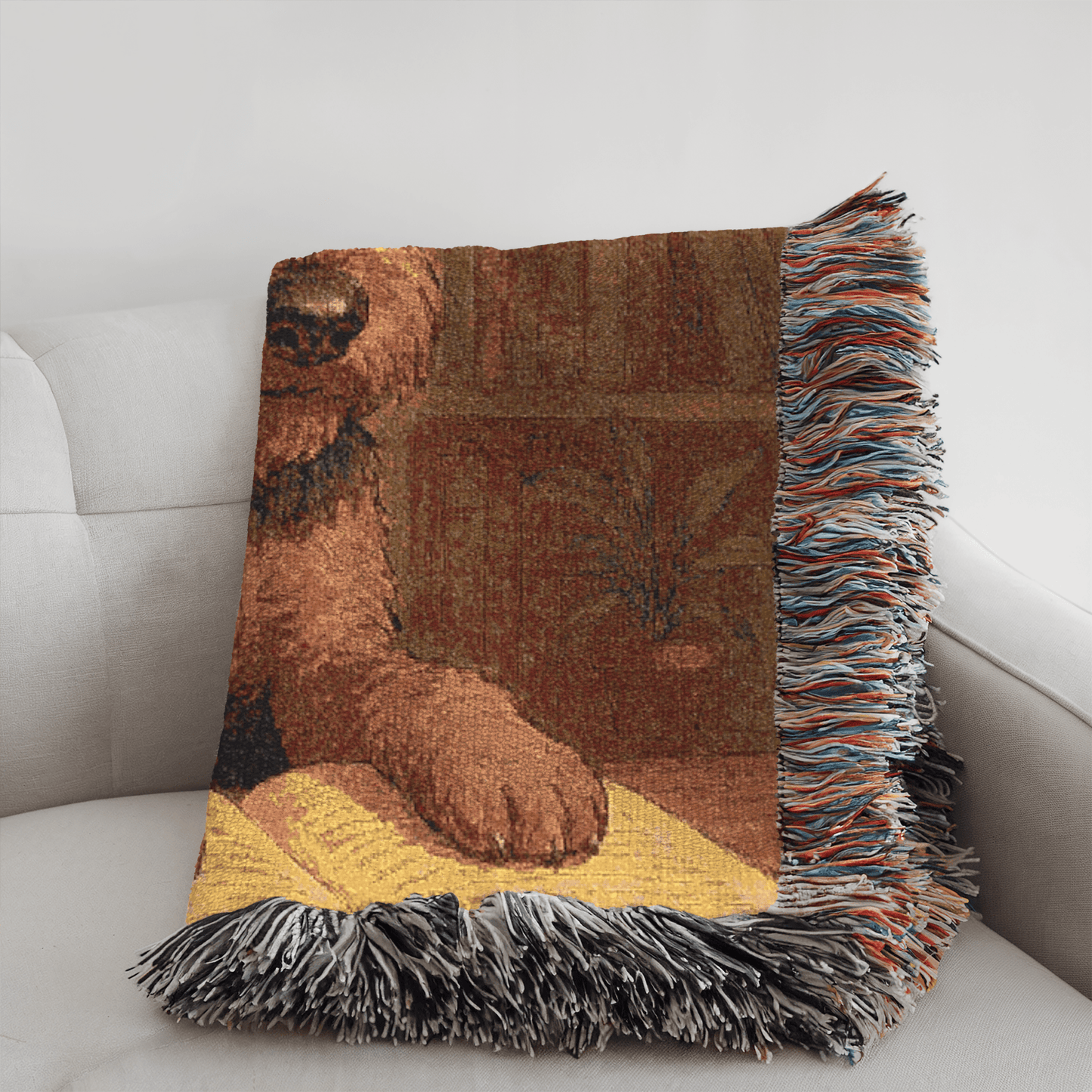Printify Home Decor Woven Blanket, Airedale Terrier Book Lover Gift, Bookish Decor, Housewarming Gift