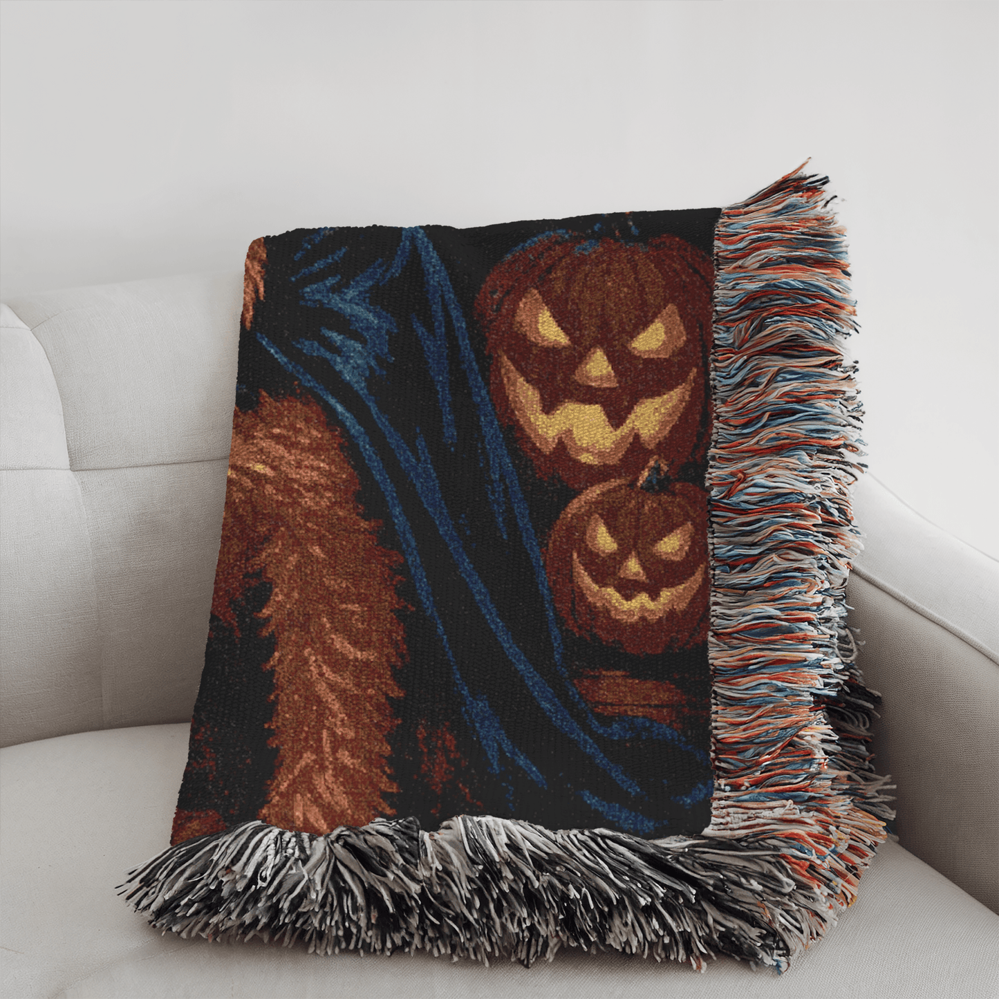 Printify Home Decor Woven Blanket, Airedale Terrier Halloween Dog Lovers, Decor Throw, Fall Decoration, Spooky Dog Owner Gift, Cozy Sofa Blanket, Home Accent