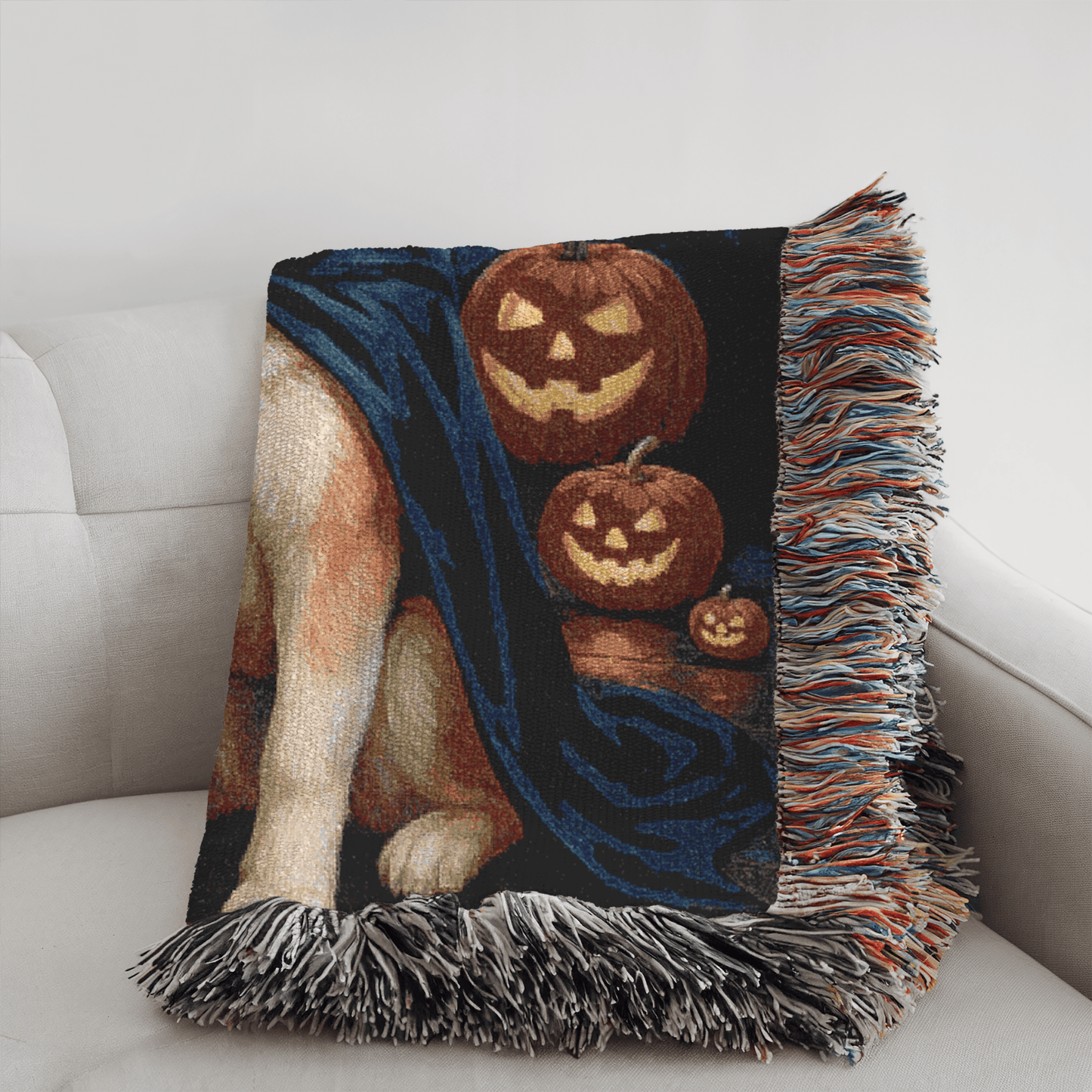 Printify Home Decor Woven Blanket, Fawn American Akita Halloween Dog Lovers, Decor Throw, Fall Decoration