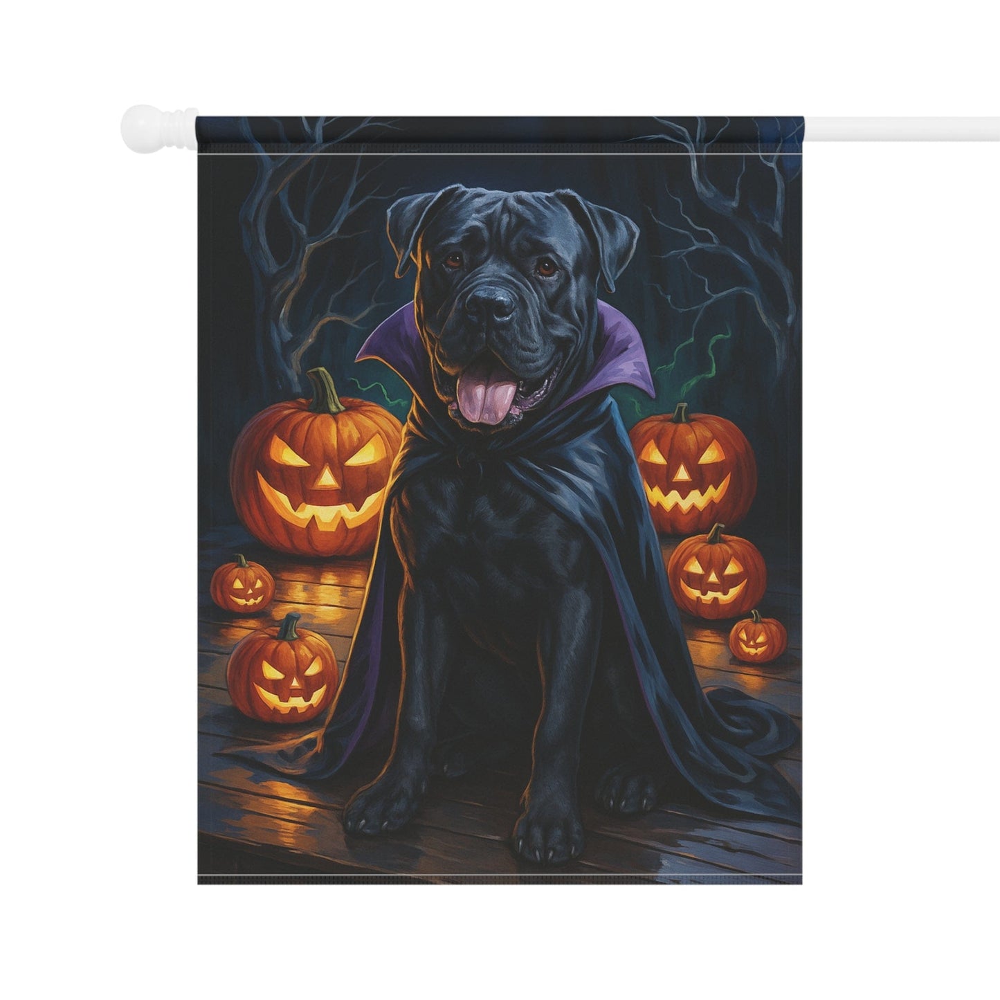 Printify Home Decor Yard Flag, Halloween Cane Corso Dog, Vampire Pumpkins Decor, Garden House Banner